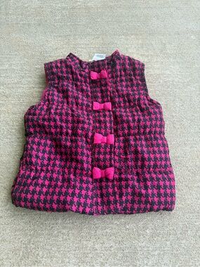 Penelope Mack Quilted Houndstooth Vest - Hot Pink & Black